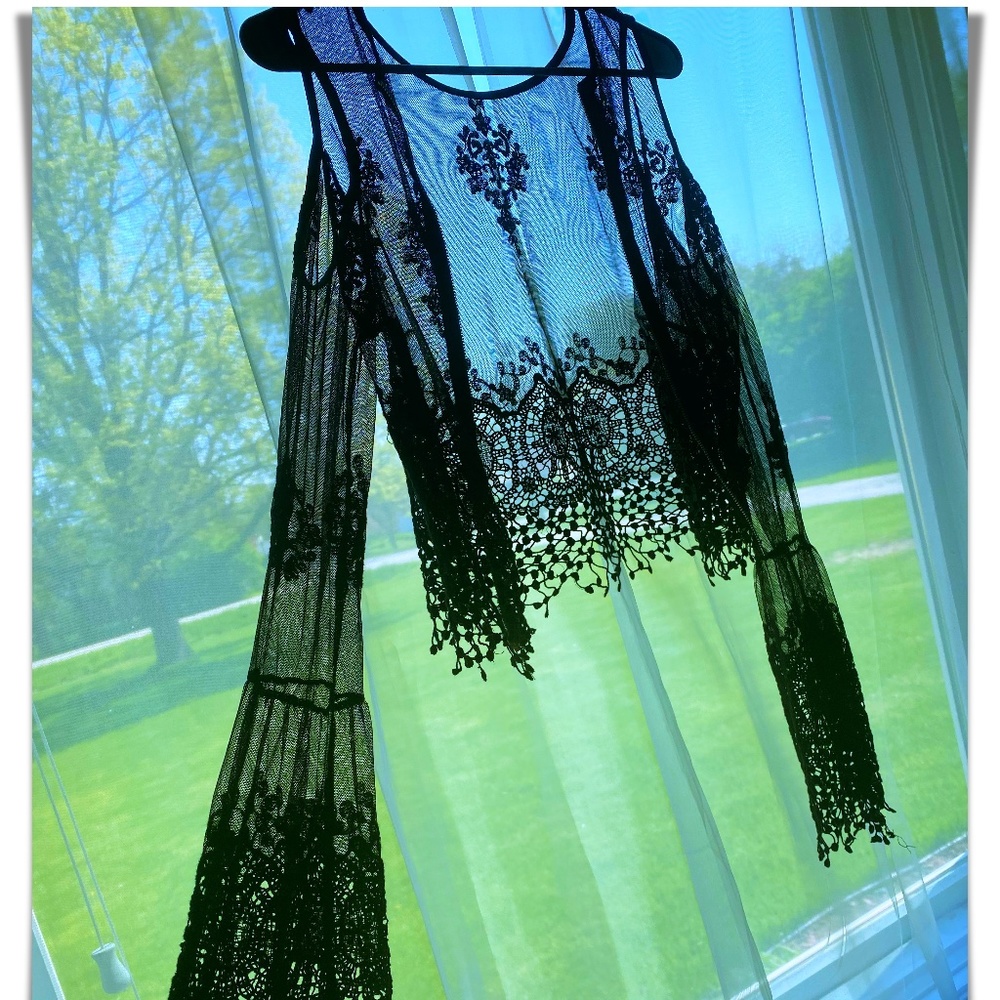 Sheer Bell-Sleeve Blouse